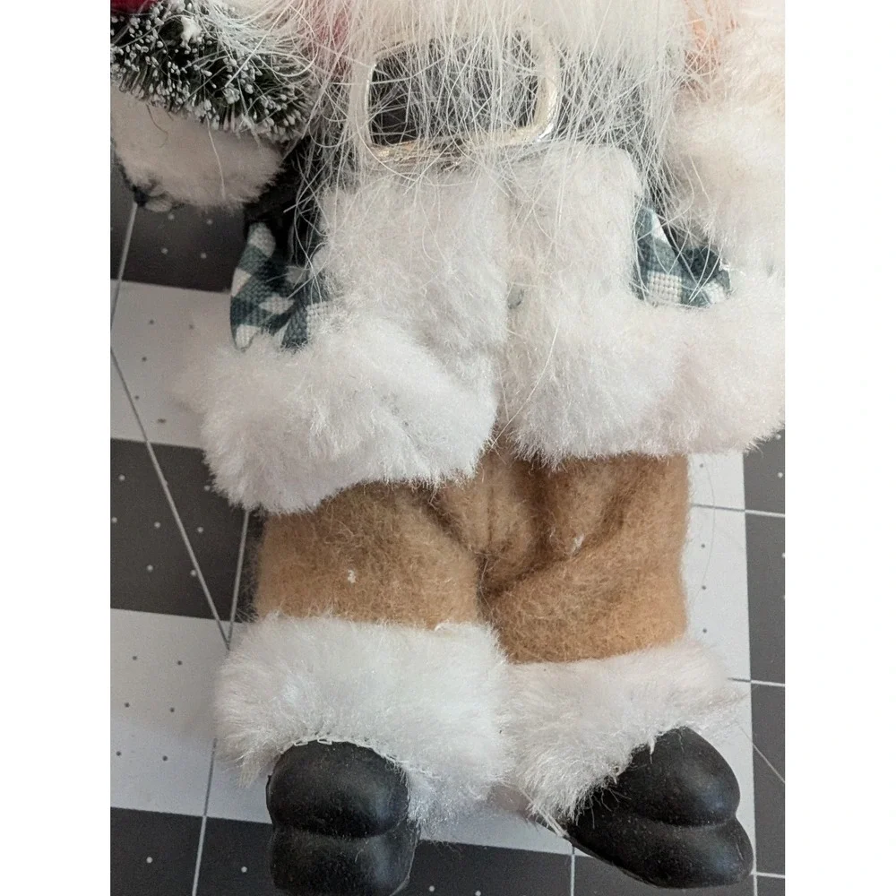 Holiday Time Santa Clause Plastic Face mixed‎ fabric hanging ornament lot 2